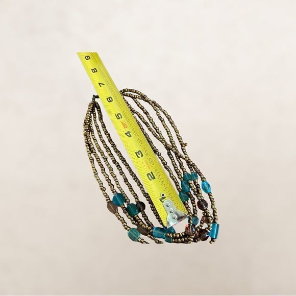 Beaded Bronze & Turquoise Matching Necklace and Earring Set - Picture 8 of 8